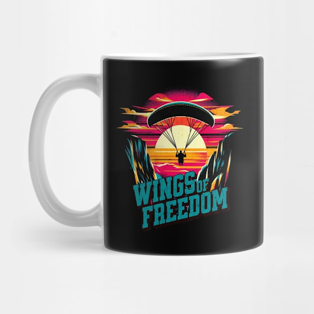 Paragliding Wings of Freedom Vintage Design by Miami Neon Designs